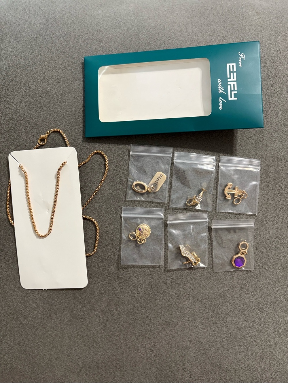 Effy Cruise Ship Necklace With 6 Charms Goldtone Shoe Champagne Anchor Globe Gem